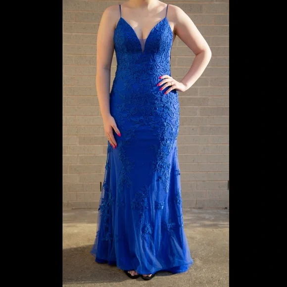 faviana royal blue prom dress Faviana 11007 - Long Stretch Satin Mermaid Dress